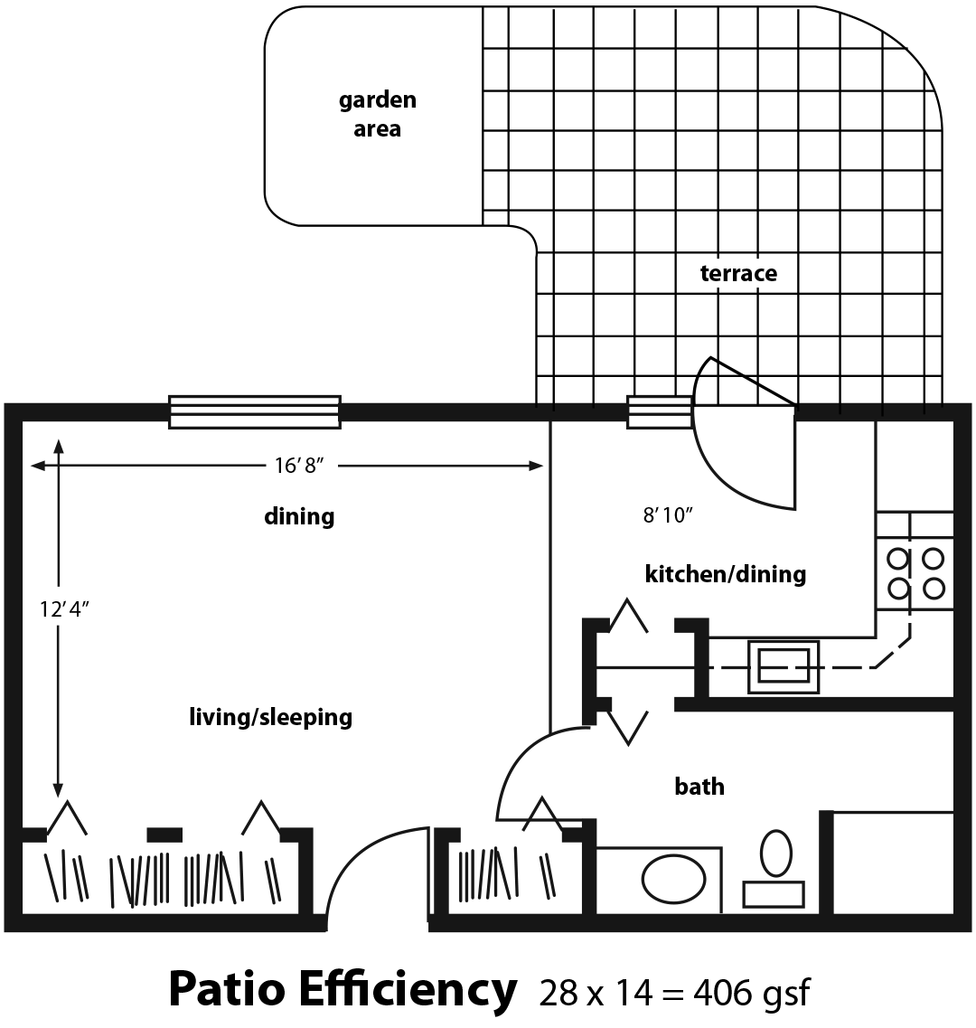 Efficiency Apartment with Patio Golden Years